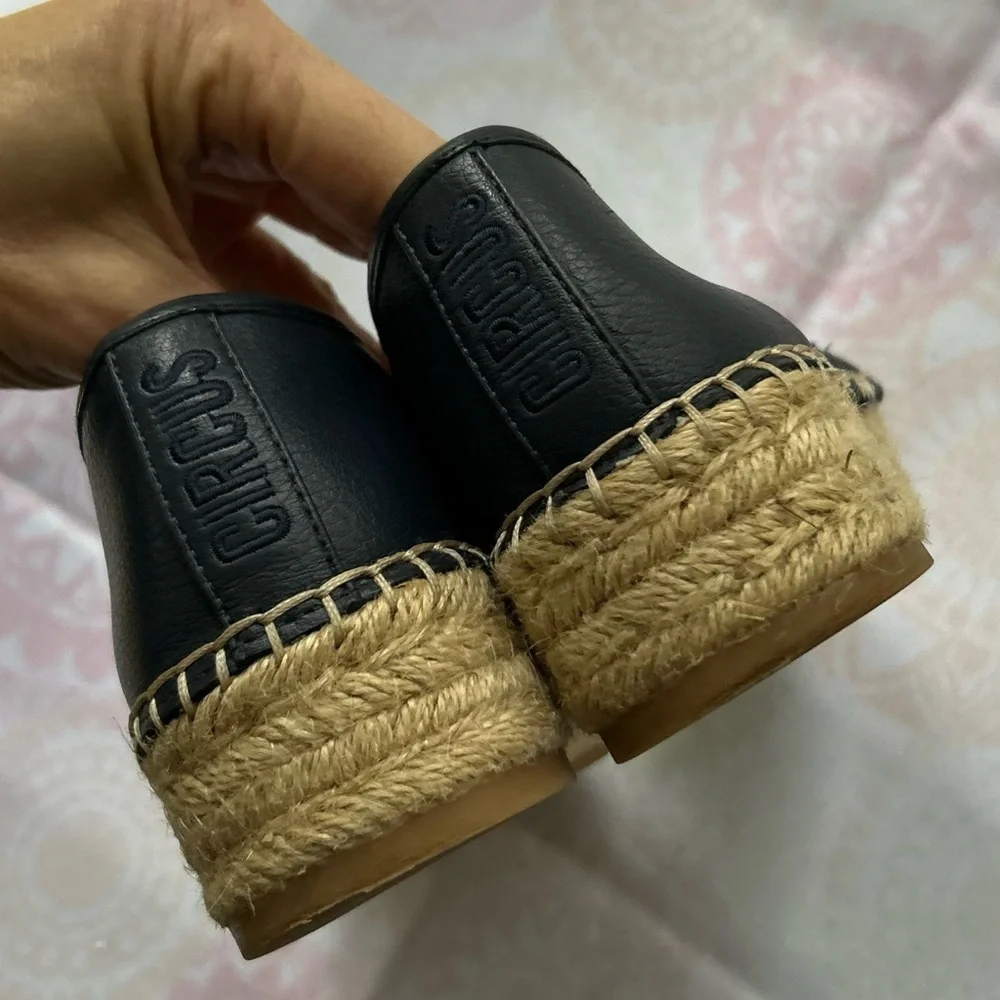 Circus by Sam Edelman Cora Navy Blue Size 7.5 Espadrille Leather Platform